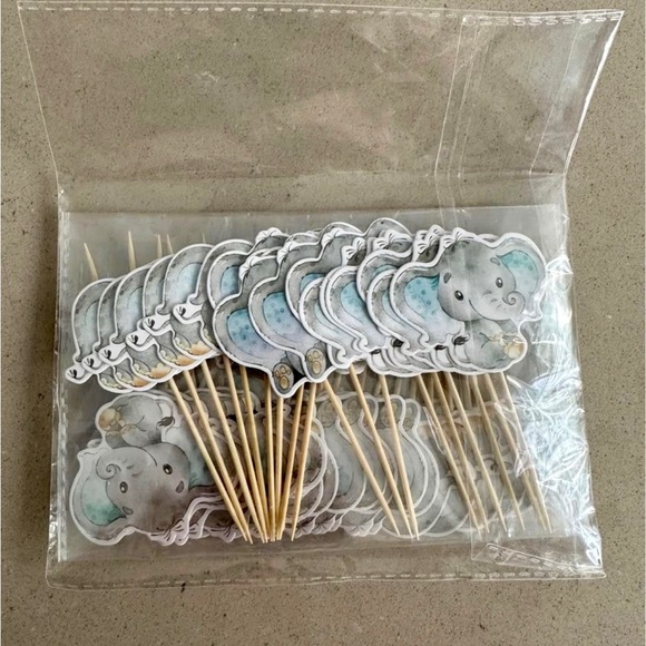 36 PCS Blue Elephant Cupcake Toppers 🐘 - Picture 5 of 5
